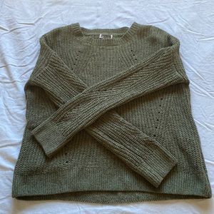 green knit sweater